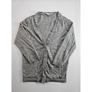Boden Cardigan Women US 2 Gray Wool Ruffle Trim Sweater WK686